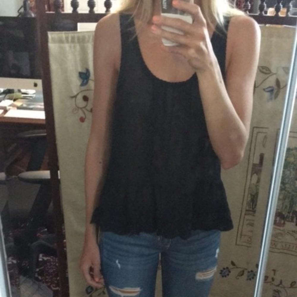 Navy sheer blouse